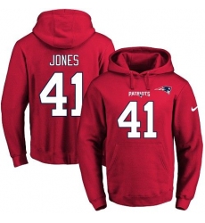 NFL Men's Nike New England Patriots #41 Cyrus Jones Red Name & Number Pullover Hoodie