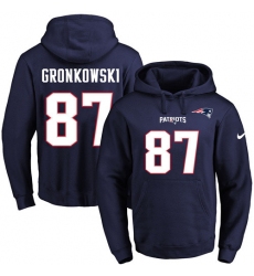 NFL Men's Nike New England Patriots #87 Rob Gronkowski Navy Blue Name & Number Pullover Hoodie