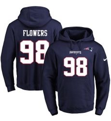 NFL Men's Nike New England Patriots #98 Trey Flowers Navy Blue Name & Number Pullover Hoodie