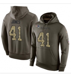 NFL Nike New England Patriots #41 Cyrus Jones Green Salute To Service Men's Pullover Hoodie