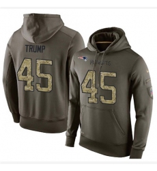 NFL Nike New England Patriots #45 Donald Trump Green Salute To Service Men's Pullover Hoodie