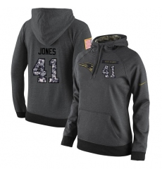 NFL Women's Nike New England Patriots #41 Cyrus Jones Stitched Black Anthracite Salute to Service Player Performance Hoodie