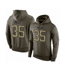 Football Men's Oakland Raiders #35 Curtis Riley Green Salute To Service Pullover Hoodie