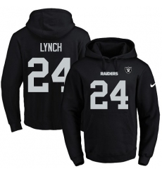 NFL Men's Nike Oakland Raiders #24 Marshawn Lynch Black Name & Number Pullover Hoodie