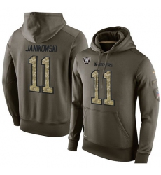 NFL Nike Oakland Raiders #11 Sebastian Janikowski Green Salute To Service Men's Pullover Hoodie