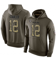 NFL Nike Oakland Raiders #12 Kenny Stabler Green Salute To Service Men's Pullover Hoodie