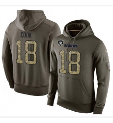 NFL Nike Oakland Raiders #18 Connor Cook Green Salute To Service Men's Pullover Hoodie