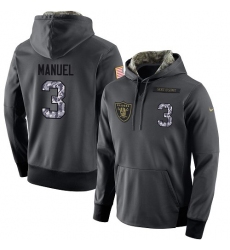 NFL Nike Oakland Raiders #3 E. J. Manuel Stitched Black Anthracite Salute to Service Player Performance Hoodie