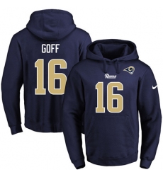 NFL Men's Nike Los Angeles Rams #16 Jared Goff Navy Blue Name & Number Pullover Hoodie