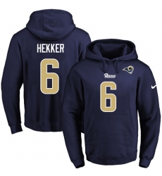 NFL Men's Nike Los Angeles Rams #6 Johnny Hekker Navy Blue Name & Number Pullover Hoodie