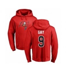 Football Tampa Bay Buccaneers #9 Matt Gay Red Name & Number Logo Pullover Hoodie