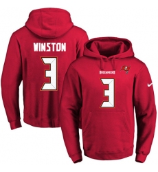 NFL Men's Nike Tampa Bay Buccaneers #3 Jameis Winston Red Name & Number Pullover Hoodie