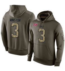 NFL Nike Tampa Bay Buccaneers #3 Jameis Winston Green Salute To Service Men's Pullover Hoodie