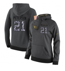 NFL Women Nike Arizona Cardinals #21 Patrick Peterson Stitched Black Anthracite Salute to Service Player Performance Hoodie