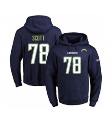 Football Men's Los Angeles Chargers #78 Trent Scott Navy Blue Name & Number Pullover Hoodie