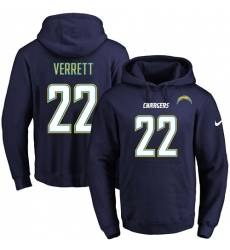 NFL Men's Nike Los Angeles Chargers #22 Jason Verrett Navy Blue Name & Number Pullover Hoodie