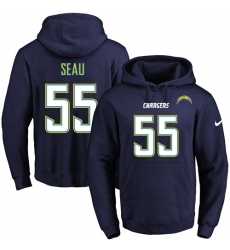 NFL Men's Nike Los Angeles Chargers #55 Junior Seau Navy Blue Name & Number Pullover Hoodie