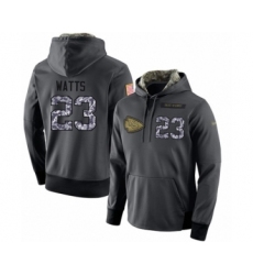Football Men's Kansas City Chiefs #23 Armani Watts Stitched Black Anthracite Salute to Service Player Performance Hoodie