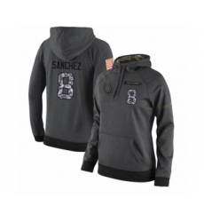 Football Women's Indianapolis Colts #8 Rigoberto Sanchez Stitched Black Anthracite Salute to Service Player Performance Hoodie