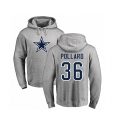 Football Dallas Cowboys #36 Tony Pollard Ash Name & Number Logo Pullover Hoodie