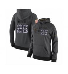 Football Women's Atlanta Falcons #26 Isaiah Oliver Stitched Black Anthracite Salute to Service Player Performance Hoodie
