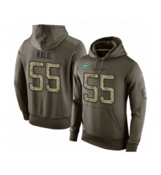 Football Men's New York Jets #55 Ryan Kalil Green Salute To Service Pullover Hoodie