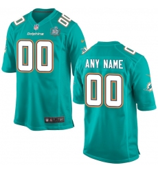 Men's Miami Dolphins Nike Aqua Custom Patch Game Jersey