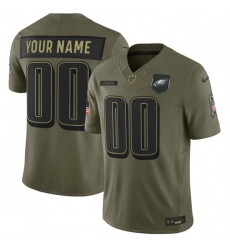 Men's Philadelphia Eagles Active Player Custom Olive 2025 Salute to Service Limited Football Stitched Jersey