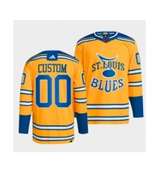 Men's St. Louis Blues Custom Yellow 2022-23 Reverse Retro Stitched Jersey