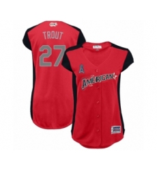 Women's Los Angeles Angels of Anaheim #27 Mike Trout Authentic Red American League 2019 Baseball All-Star Jersey