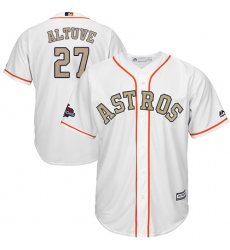 Men's Majestic Houston Astros #27 Jose Altuve Replica White 2018 Gold Program Cool Base MLB Jersey