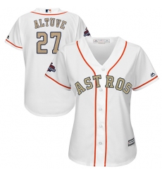 Women's Majestic Houston Astros #27 Jose Altuve Authentic White 2018 Gold Program Cool Base MLB Jersey