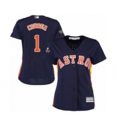 Women's Houston Astros #1 Carlos Correa Authentic Navy Blue Alternate Cool Base 2019 World Series Bound Baseball Jersey