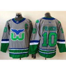 Mens Nhl Hartford Whalers #10 Francis Gray 2021 Reverse Retro Alternate Adidas Jersey