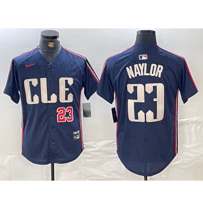 Men's Cleveland Guardians #23 Josh Naylor Number Navy 2024 City Connect Limited Stitched Jersey