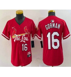 Youth St Louis Cardinals #16 Nolan Gorman Red 2024 City Connect Stitched Baseball Jersey