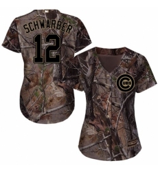 Women's Majestic Chicago Cubs #12 Kyle Schwarber Authentic Camo Realtree Collection Flex Base MLB Jersey