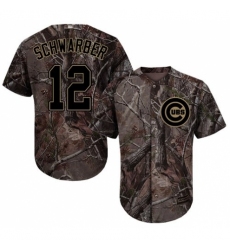 Youth Majestic Chicago Cubs #12 Kyle Schwarber Authentic Camo Realtree Collection Flex Base MLB Jersey