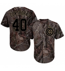 Youth Majestic Chicago Cubs #40 Willson Contreras Authentic Camo Realtree Collection Flex Base MLB Jersey