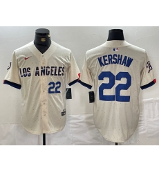 Men's Los Angeles Dodgers #22 Clayton Kershaw Number Cream 2024 City Connect Limited Stitched Jerseys
