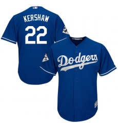 Youth Majestic Los Angeles Dodgers #22 Clayton Kershaw Authentic Royal Blue Alternate 2017 World Series Bound Cool Base MLB Jersey