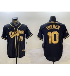 Men's Los Angeles Dodgers #10 Justin Turner Black Cool Base Stitched MLB Jersey