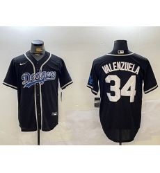 Men's Los Angeles Dodgers #34 Fernando Valenzuela Black Authentic Collection Stitched MLB Jerseys