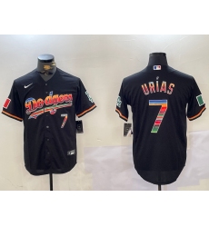 Men's Los Angeles Dodgers #7 Julio Urias Black Rainbow Mexico Cool Base Stitched Jersey