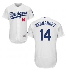 Men's Majestic Los Angeles Dodgers #14 Enrique Hernandez White Home Flex Base Authentic Collection MLB Jersey