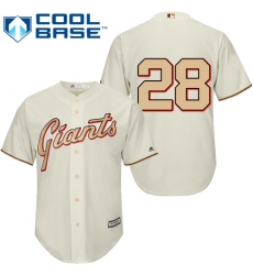 Men's Majestic San Francisco Giants #28 Buster Posey Authentic Cream Commemorative Cool Base MLB Jersey