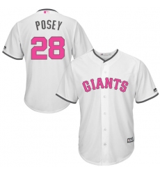 Men's Majestic San Francisco Giants #28 Buster Posey Replica White 2016 Mother's Day Cool Base MLB Jersey