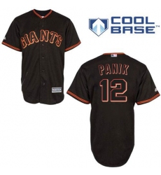 Men's Majestic San Francisco Giants #12 Joe Panik Authentic Black New Cool Base MLB Jersey