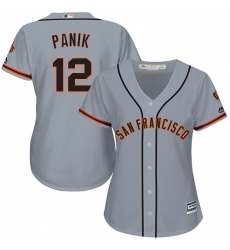 Women's Majestic San Francisco Giants #12 Joe Panik Authentic Grey Road Cool Base MLB Jersey