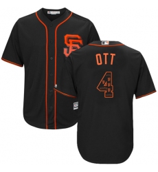 Men's Majestic San Francisco Giants #4 Mel Ott Authentic Black Team Logo Fashion Cool Base MLB Jersey